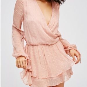 Free People Dahlia Mini Dress in Peach